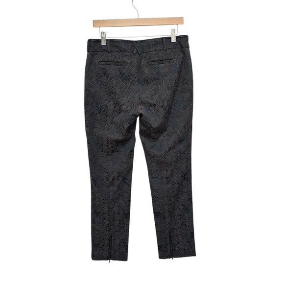 Cartonnier Charlie Ankle Pants Womens 8 Gray Blue Pattern Slim Fit Zipper Hem - Picture 2 of 11